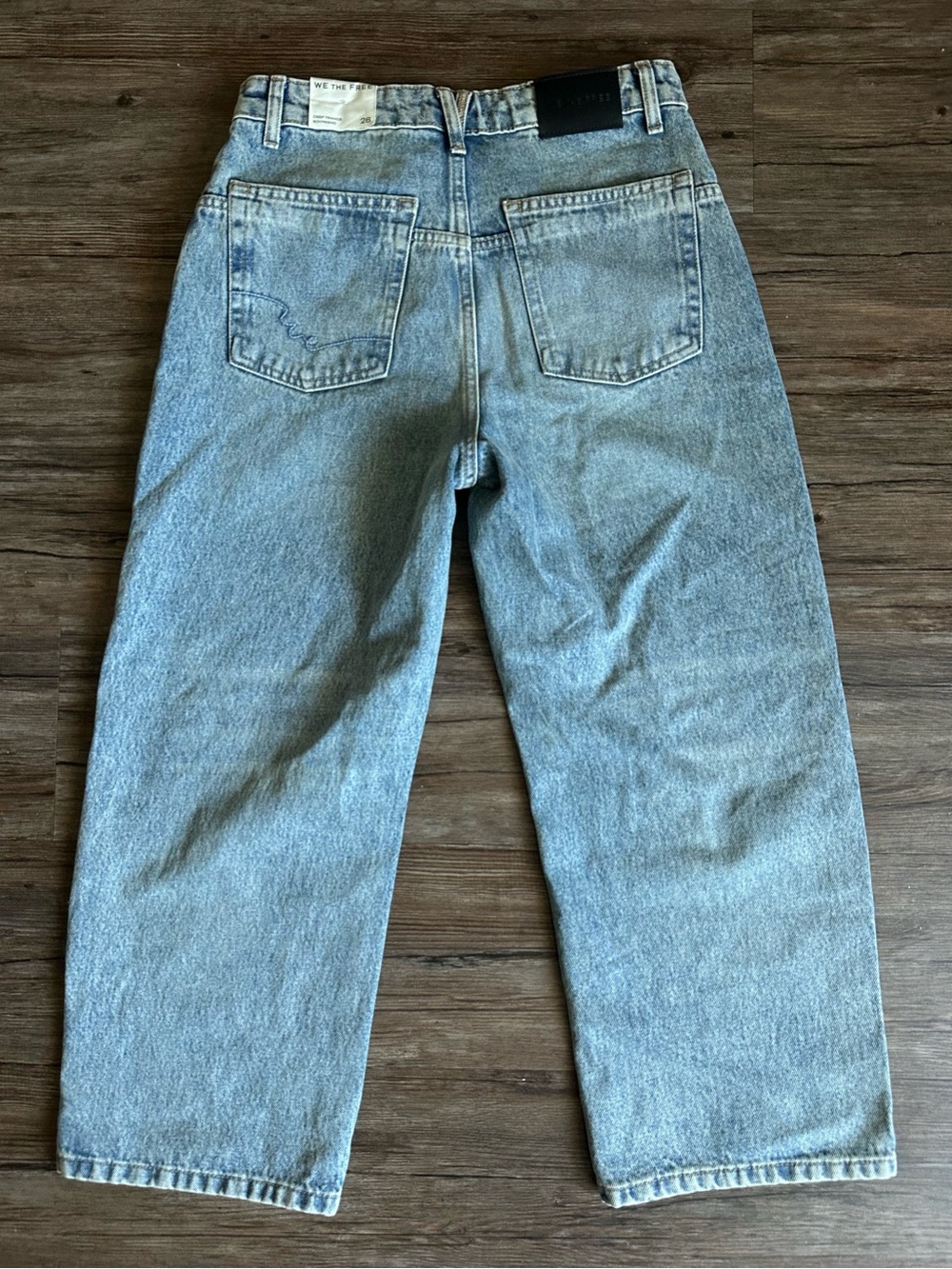 NWT Free People We The Free Deep Trance Boyfriend Barrel Jeans, Glory Blue, 28 - Picture 3 of 6